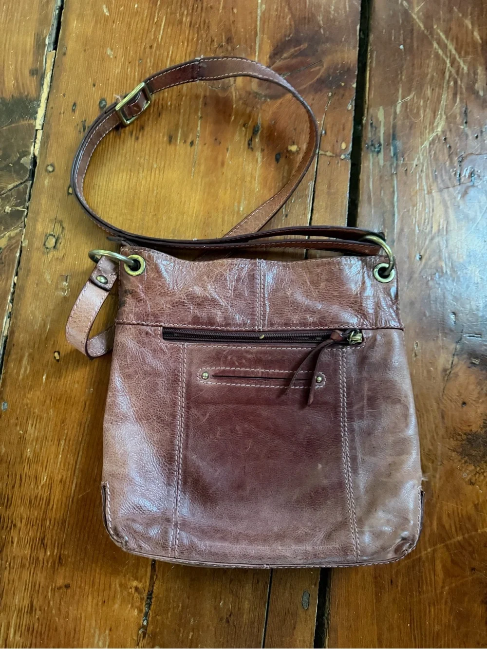Nino BOSSI Brown distressed Leather Crossbody Bag